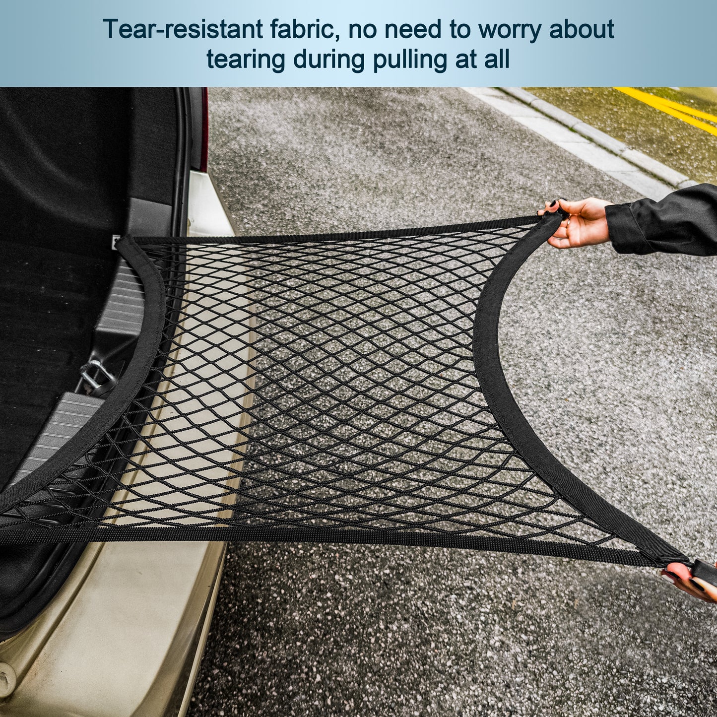 VEHIRIE Elastic Cargo Net for SUV, Car Trunk Net Organizer with ABS Hook Storage Mesh Cargo Nets 27.5"x19.6" for Truck Bed Tailgate Netting Accessories