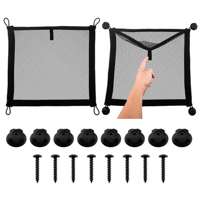 2 Pack Small Cargo Net Pocket Storage Mesh for Car RV SUV Camper Boat (15.7"x13.8")