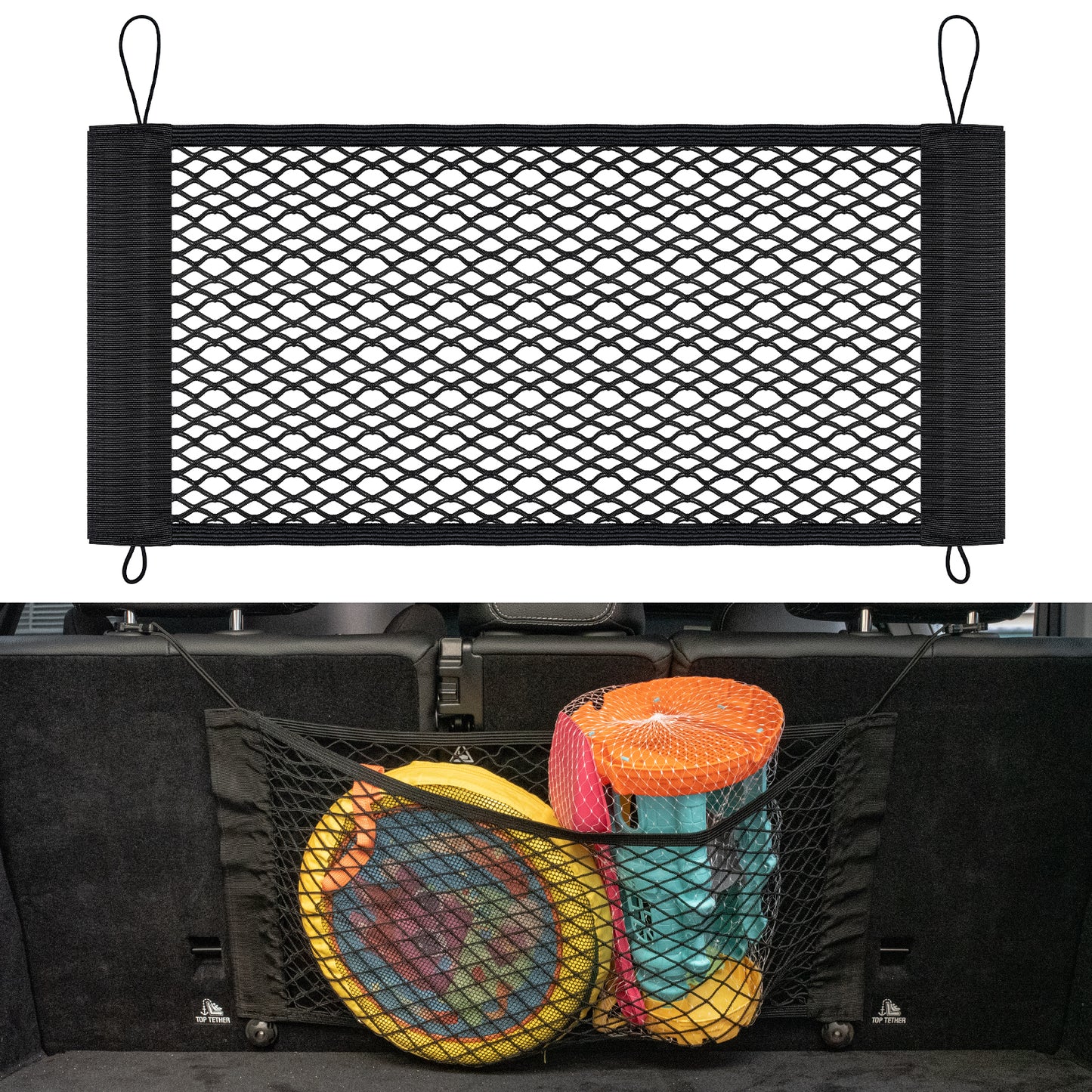 VEHIRIE Cargo Net for Car Trunk Organizer, 25.6" x13.7" Elastic Mesh Pockets Backseat Hanging Trunk Organizer for SUV MPV