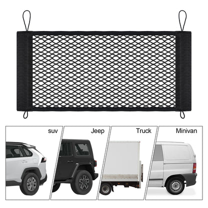 VEHIRIE Cargo Net for Car Trunk Organizer, 25.6" x13.7" Elastic Mesh Pockets Backseat Hanging Trunk Organizer for SUV MPV