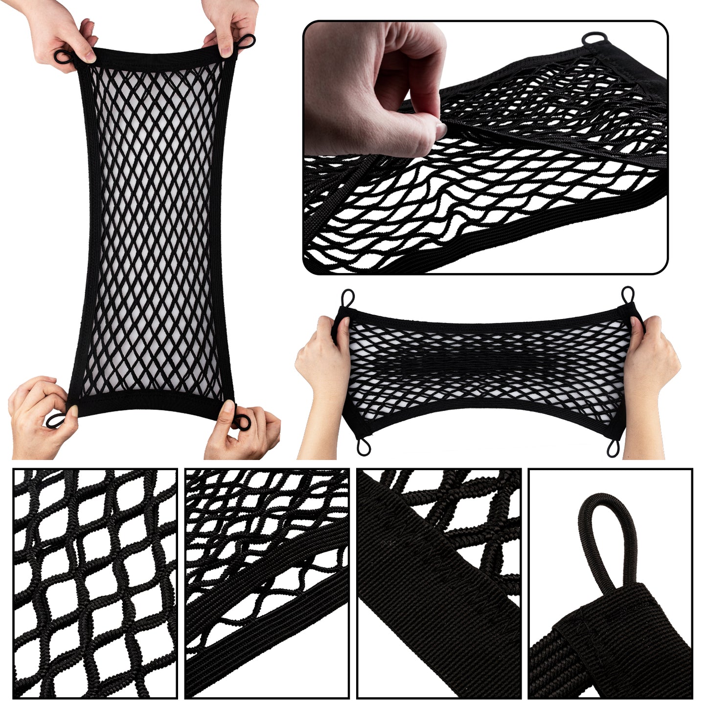 2 Pack Small Cargo Net Pocket Storage Pouch Bag 21 x 9.8 Inches RV Netting