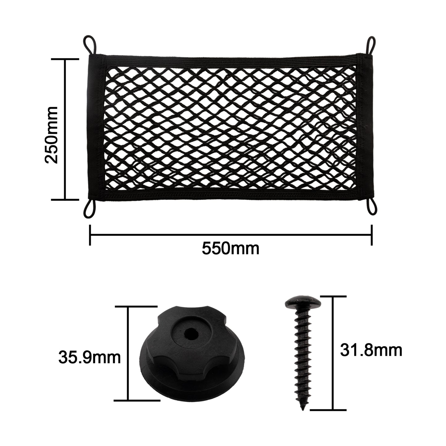 2 Pack Small Cargo Net Pocket Storage Pouch Bag 21 x 9.8 Inches RV Netting