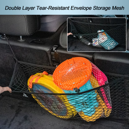 VEHIRIE Cargo Net for Car Trunk Organizer, 25.6" x13.7" Elastic Mesh Pockets Backseat Hanging Trunk Organizer for SUV MPV